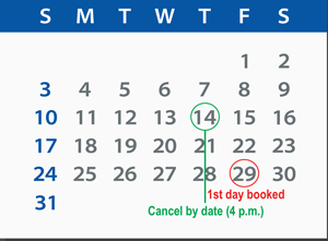 Property Booking cancellation calendar example