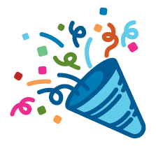 Horn and streamers illustration