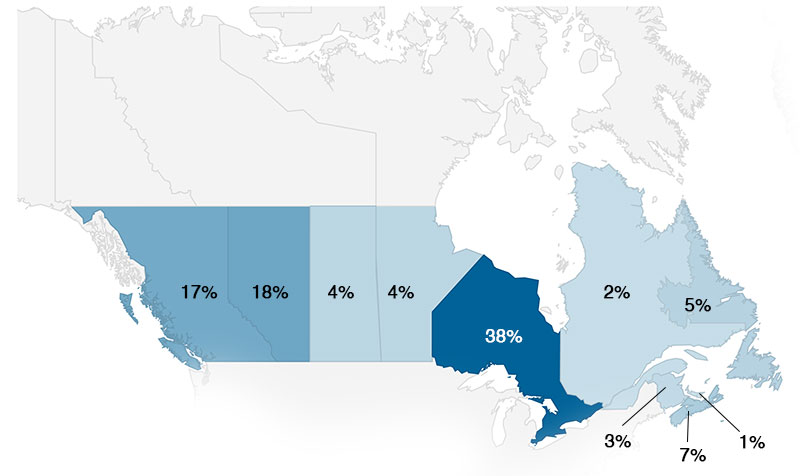 Respondents by Region map